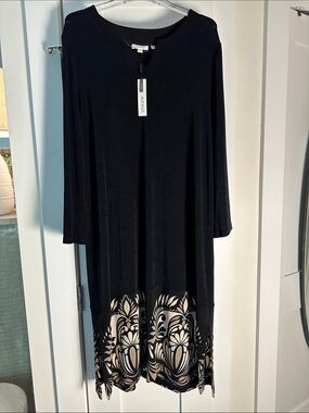 CHICO’S TRAVELERS Marakesh Border Dress Black SIZE 3/XL NEW WITH TAGS